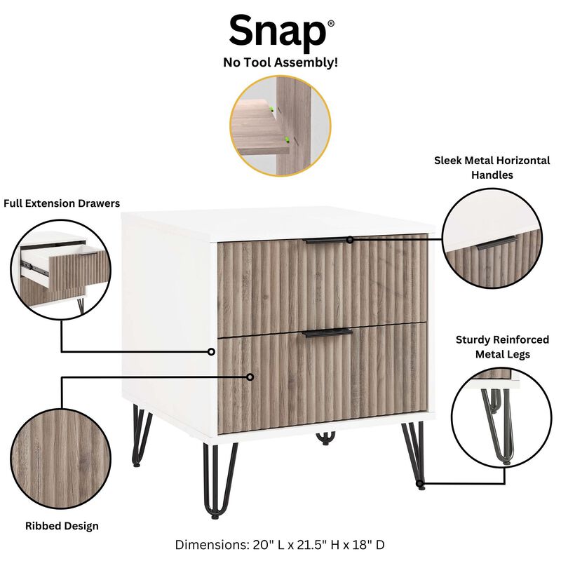 Dumbo Chest and 2-Drawer Nightstand in White and Gray image number 7