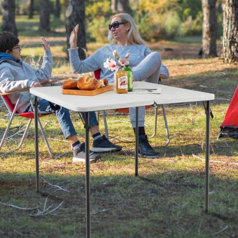 Hivvago Folding Camping Table with HDPE Tabletop and Rustproof Steel Frame