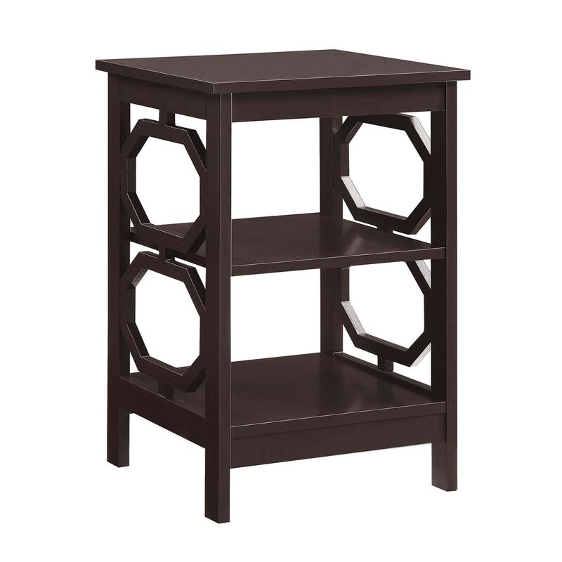 Convenience Concepts Omega End Table with Shelves, Espresso