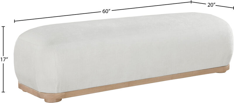 Meridian Furniture Calum Cream Chenille Fabric Bench