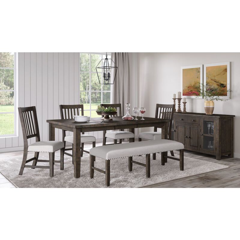Jofran Willow Creek Rustic Distressed 78 Six-Piece Dining Set with Bench