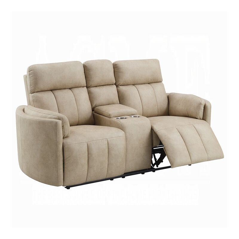 Sonny Manual Motion Recliner Loveseat with Console, Dark Beige Microfiber image number 3