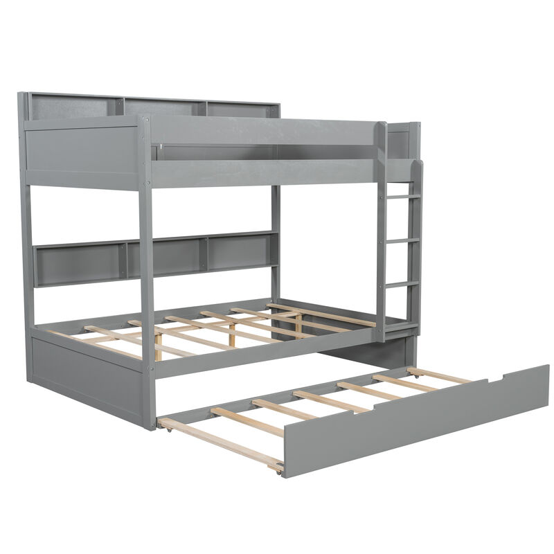 Merax Wooden Bunk Bed Series with Side Storage Shelves & Pull-out Trundle image number 0