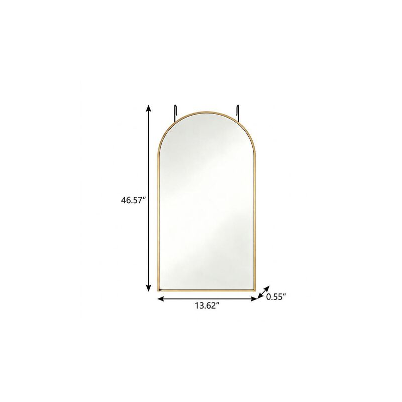 HomeRoots 47" Gold Aluminum Arch Over the Door Framed Accent Mirror image number 3