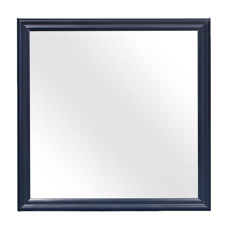 HomeRoots 38" Blue Square Wood Framed Accent Mirror image number 2
