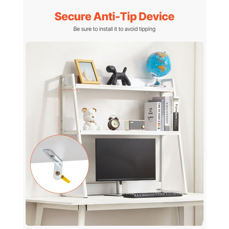 2-Tier Desktop Bookshelf Organizer with Storage Rack for Office and Home image number 4