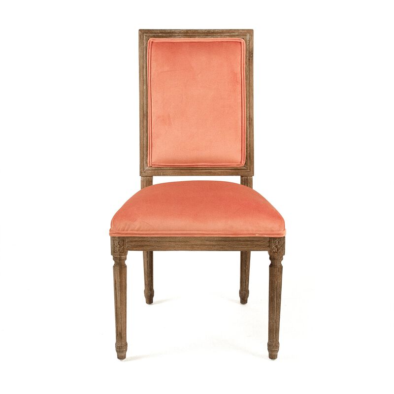 Salmon Velvet Louis Side Chair image number 1