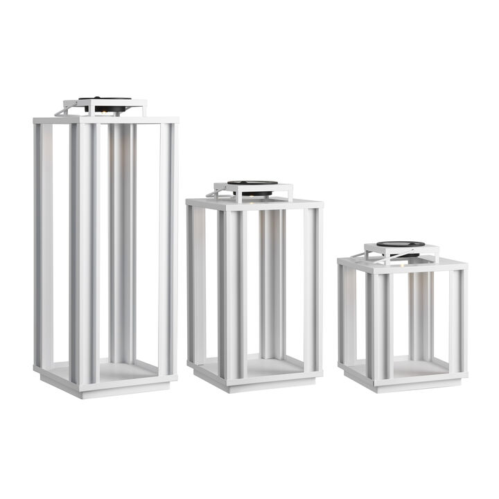 Leland Modern Industrial Integrated Indoor/Outdoor LED Solar Powered Lanterns