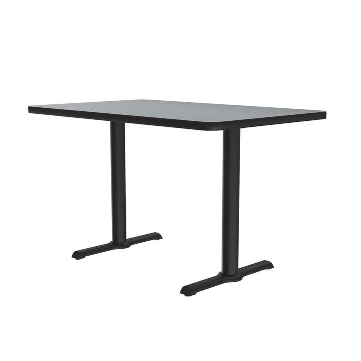 Correll Table Height Deluxe High-Pressure Caf&eacute; and Breakroom Table 30x60, RECTANGULAR GRAY GRANITE, BLACK