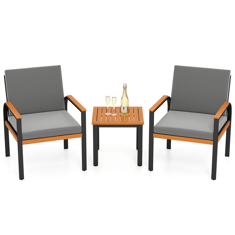 Grey 3-Piece Patio Conversation Set with Chairs and Coffee Table image number 3