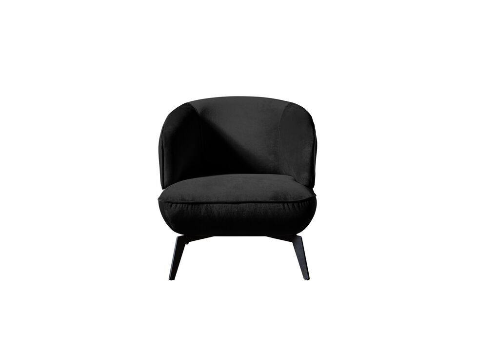 HomeRoots 28" Black Velvet and Steel Lounge Chair
