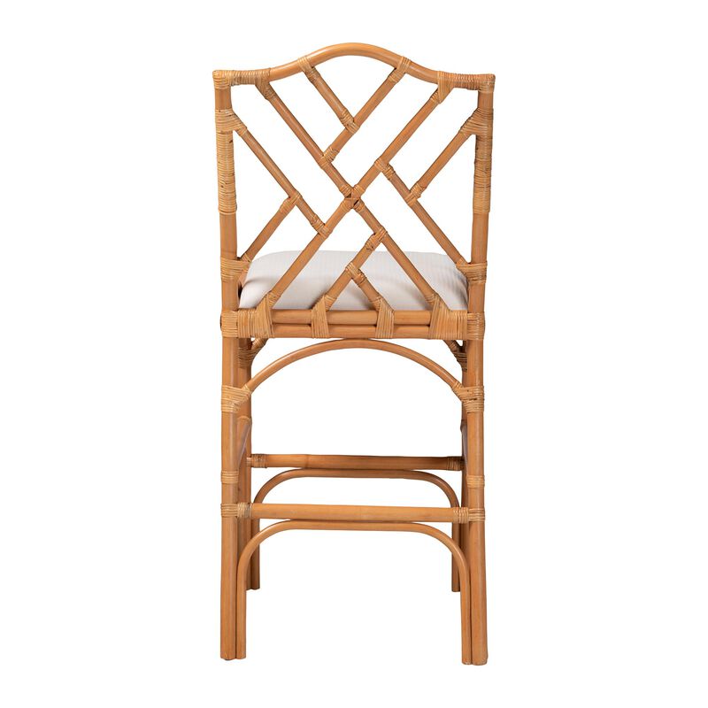bali & pari Cedric Natural Rattan Bar Stool with Cushioned Seat image number 2