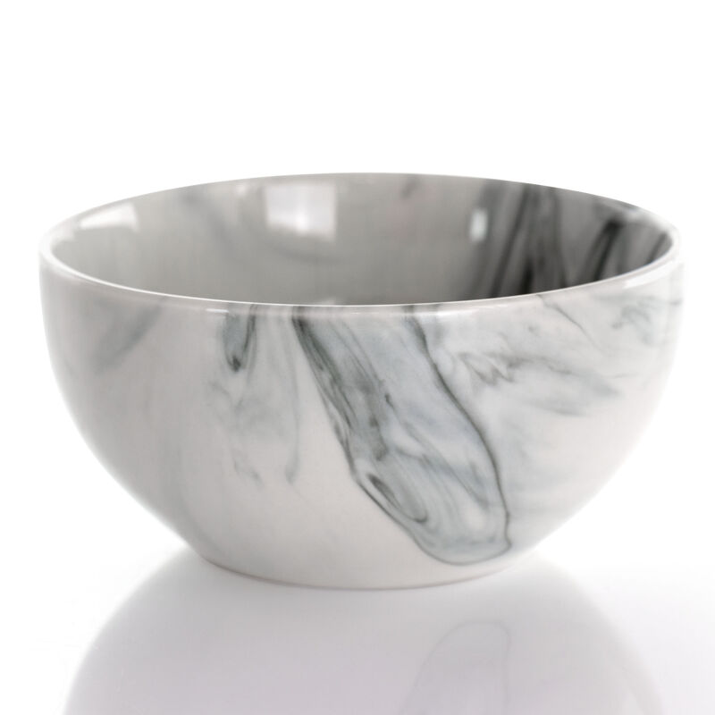 Elama Fine Marble 16 Piece Stoneware Dinnerware Set in Black and White