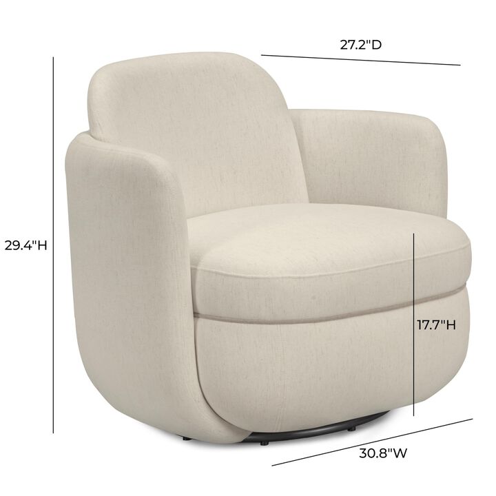 TOV Furniture Wolfie Cream Chenille Swivel Chair