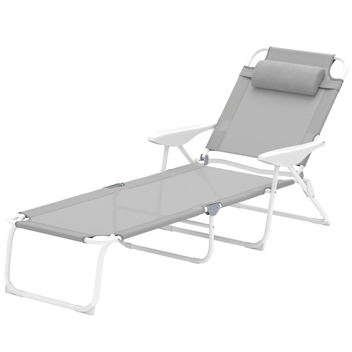 Hivvago Outdoor Sun Tanning Chair Folding Chaise Lounge with Armrests