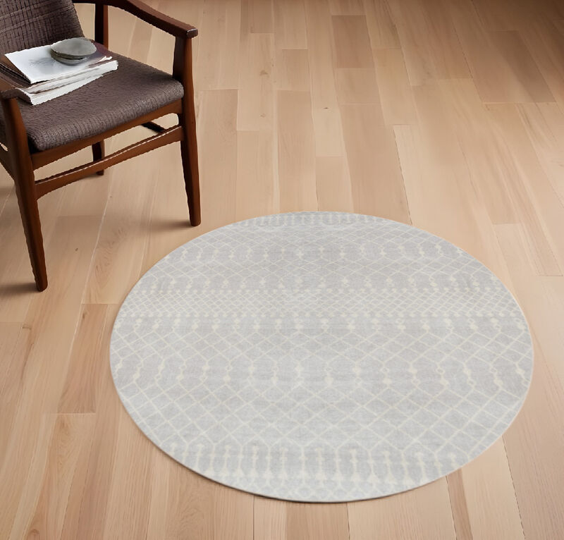 HomeRoots Geometric Power Loom Round Rug image number 1
