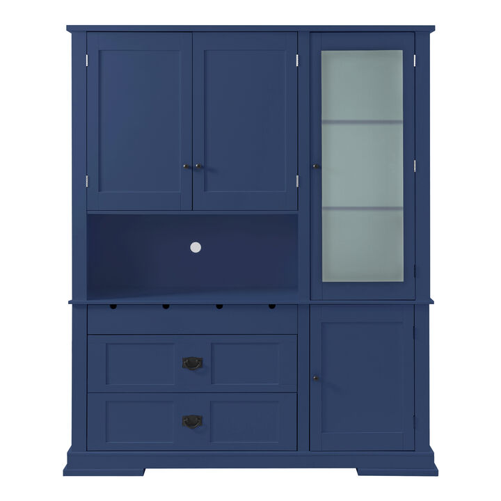 Merax Extra-Large Kitchen Pantry Cabinet with Microwave Workstation, 3 Smooth Drawers