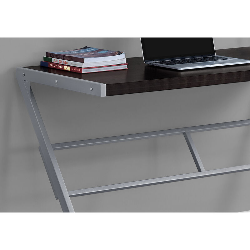 Monarch Specialties I 7374 Computer Desk, Home Office, Laptop, 48"L, Work, Metal, Laminate, Brown, Grey, Contemporary, Modern