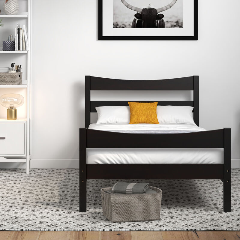 Rustic Platform Bed Frame with Headboard and Footboard &ndash; Bedroom Furniture