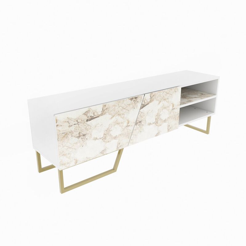 Decorotika Denasse Tv Stand White Ephesus Marble Gold