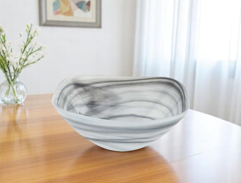HomeRoots 10" Alabaster Glass Square Salad Bowl image number 1