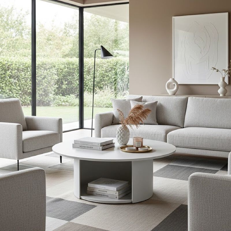 Round Outdoor White Coffee Table | OROA Modern Onza image number 1