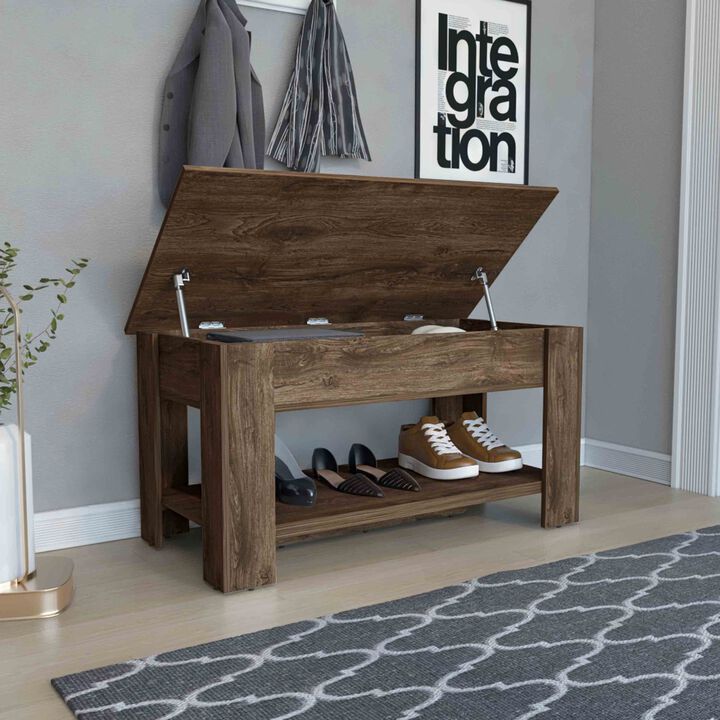 Streamdale Saturn Storage Table, Four Legs, Lower Shelf, Dark Brown
