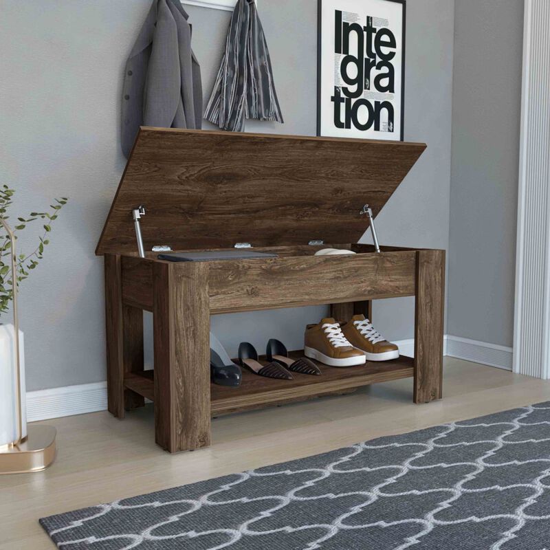 Streamdale Saturn Storage Table, Four Legs, Lower Shelf, Dark Brown image number 1