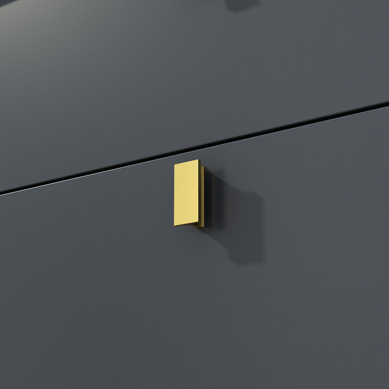 White 6-Drawers 55.1 in. Width Classic Wooden Chest of Drawers, Dresser, Storage Cabinet with Golden Legs and Handles