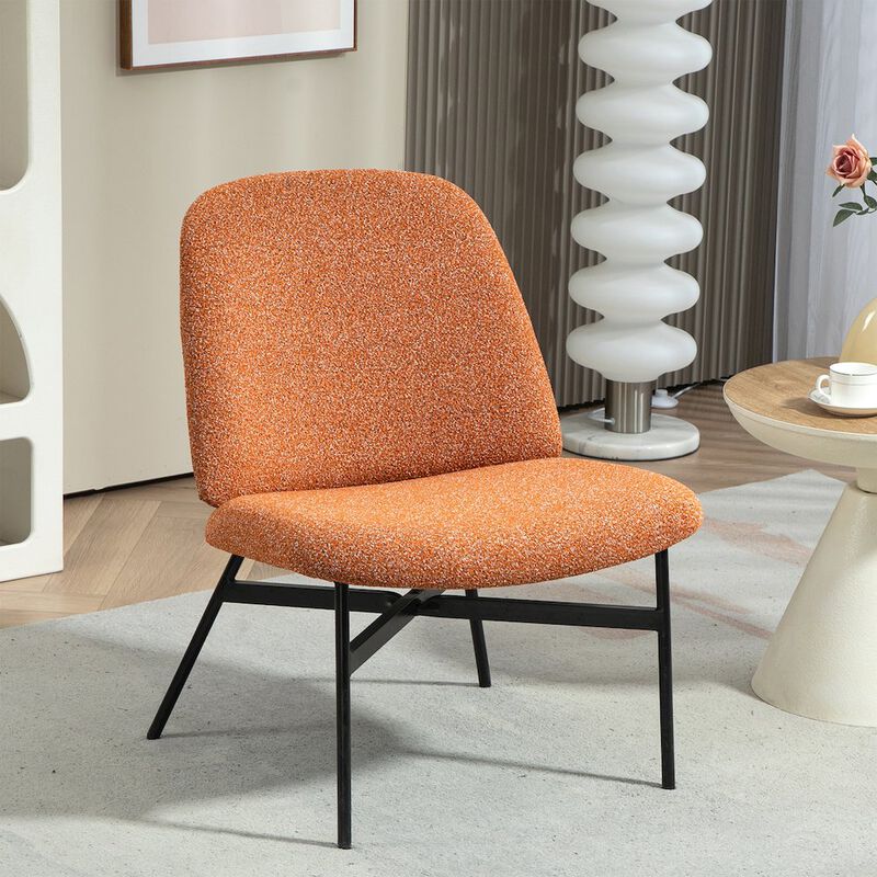 Glamour Home Belhonor Orange Fabric Accent Chair with Black Metal Legs