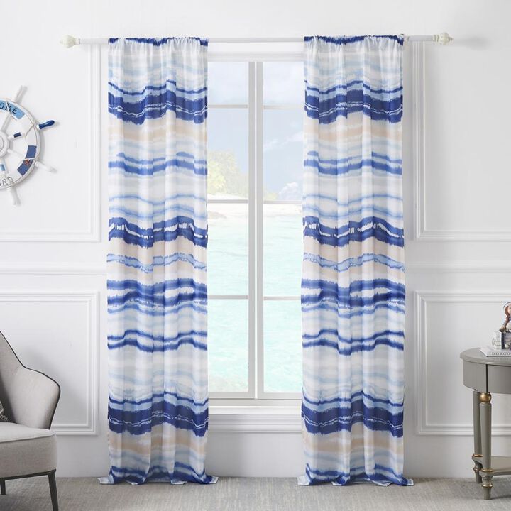 Barefoot Bungalow Crystal Cove Curtain Panel Pair - Set of 2 - 42x84" and 3x24, Blue