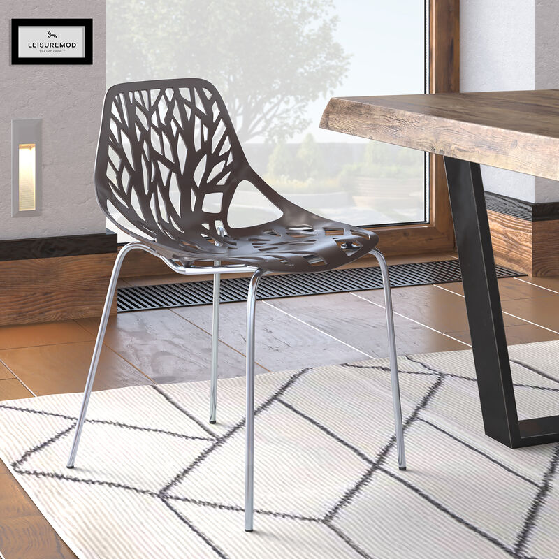 LeisureMod Modern Asbury Dining Chair w/ Chromed Legs