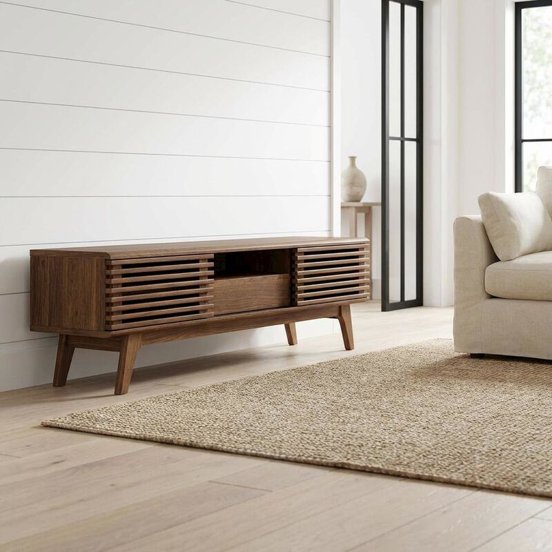 Wood TV Stand in Elegant Finish with Ample Storage Space image number 3