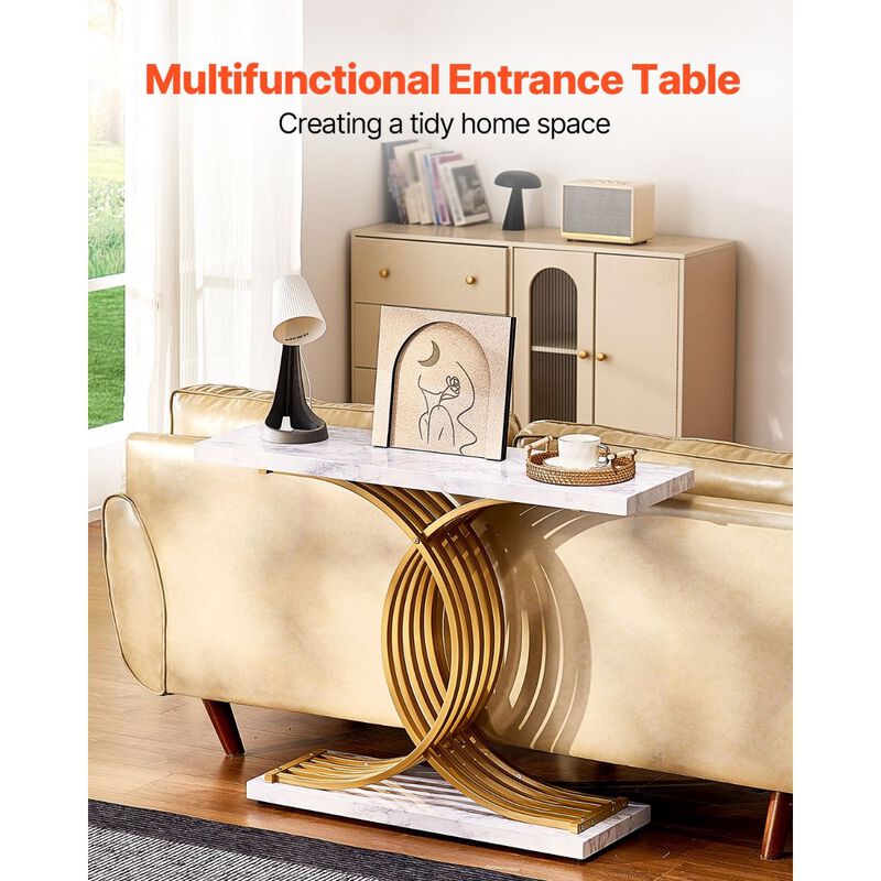 Narrow Console Table, Long Sofa Table for Entryway and Hallway with Metal Frame image number 3