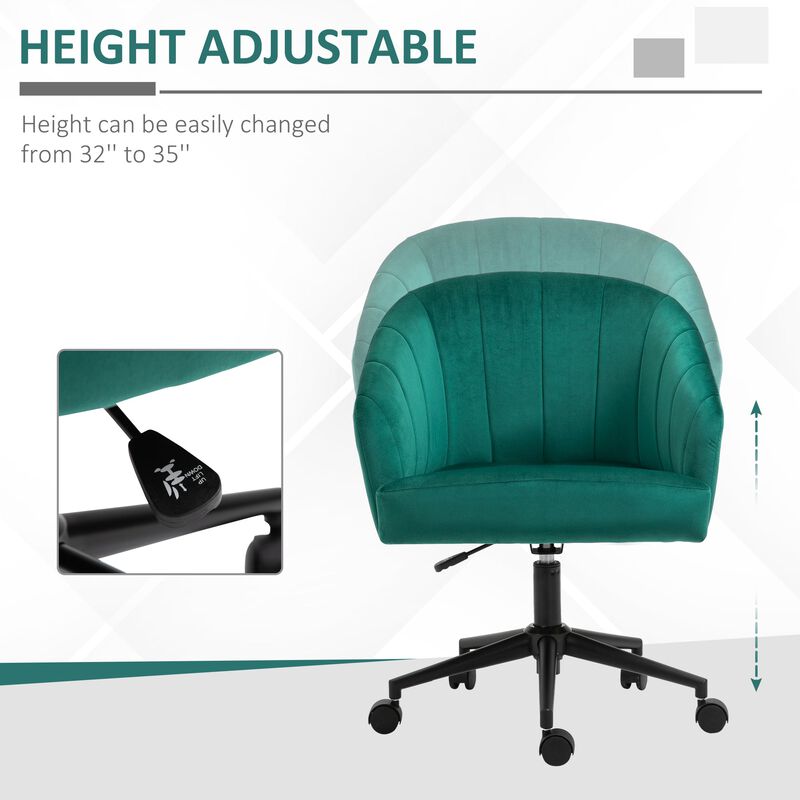 Retro Swivel Chair Fabric Sofa Height Adjustable with Metal Base, Home Office Chair with Wheels for Home Office Cafe Hotel