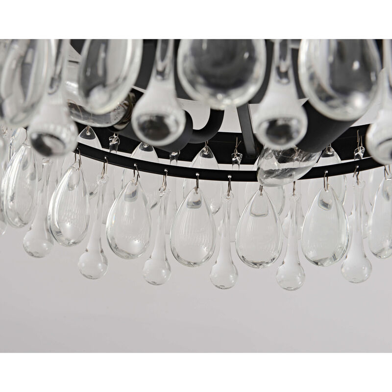 Eva Black 3-light Flush Mount with Crystal Glass Teardrops image number 5