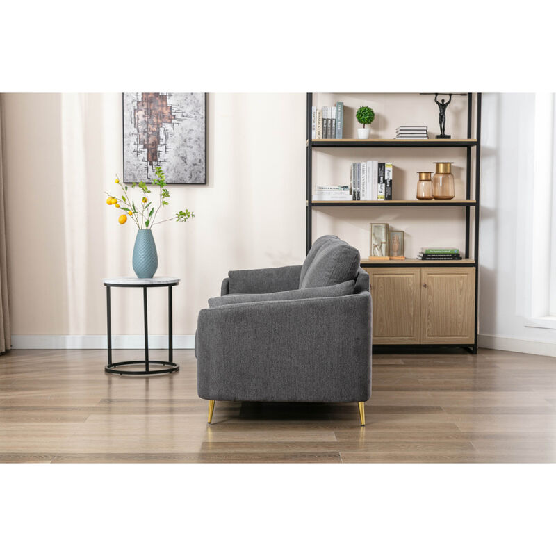 Contemporary 1pc Loveseat Dark Gray with Gold Metal Legs Plywood Pocket Springs and Foam Casual Living Room Furniture