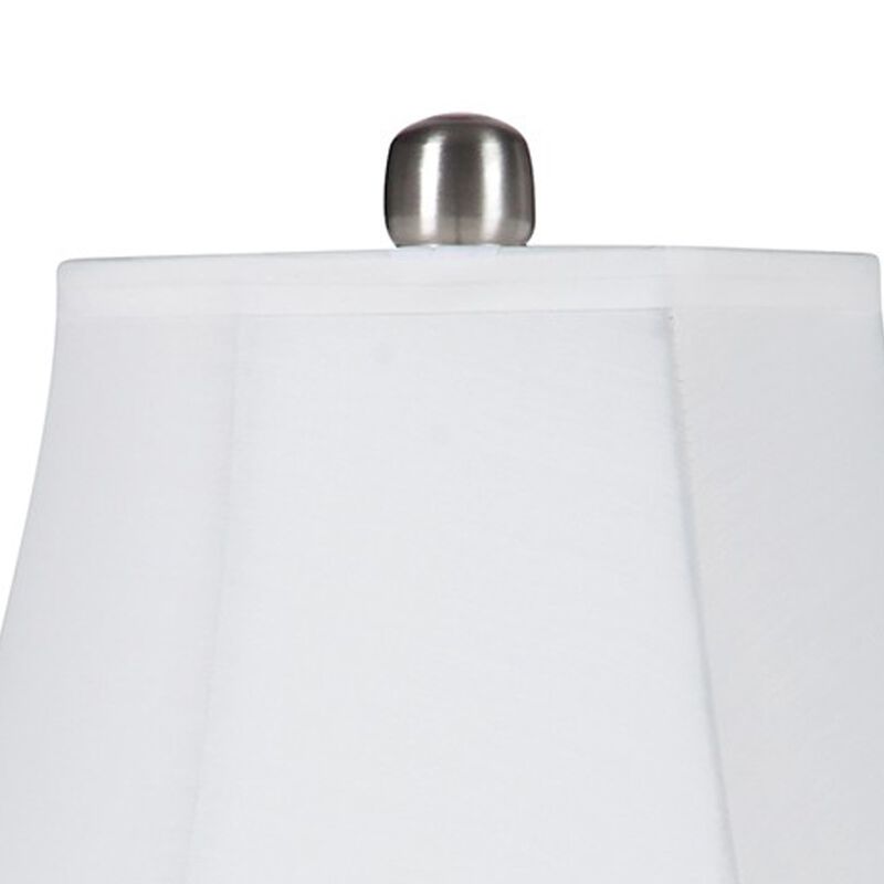 Turned Tubular Metal Body Table Lamp with Empire Shade, Silver-Benzara image number 2