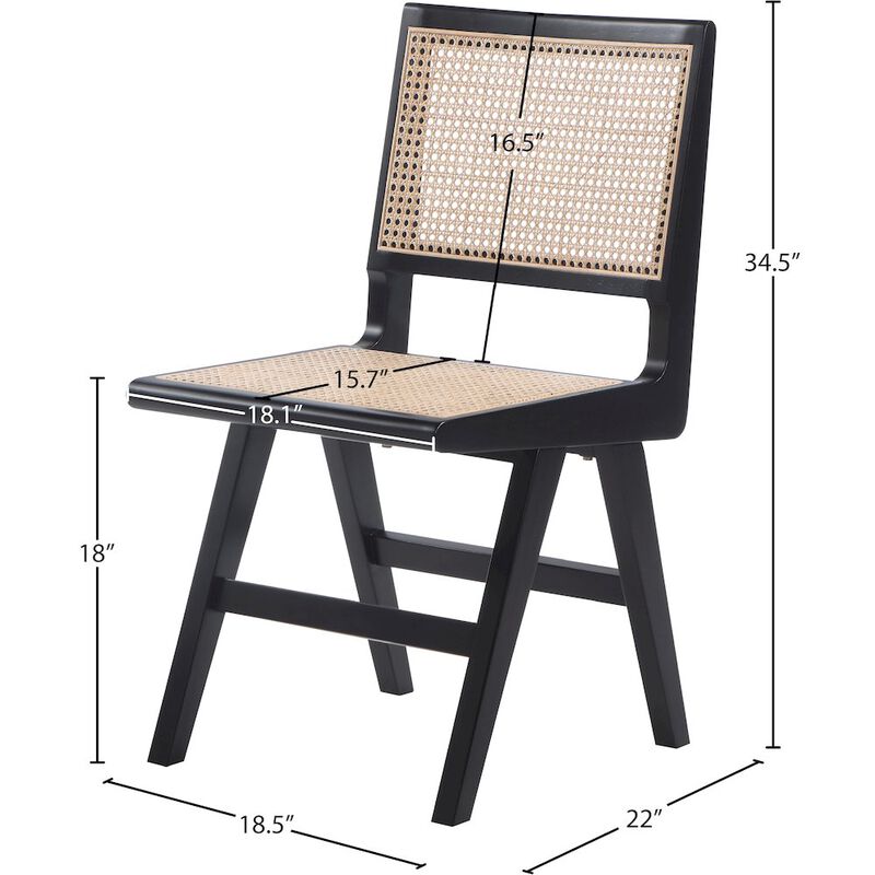 Meridian Furniture Preston Black Wood Dining Side Chair, Set of 2