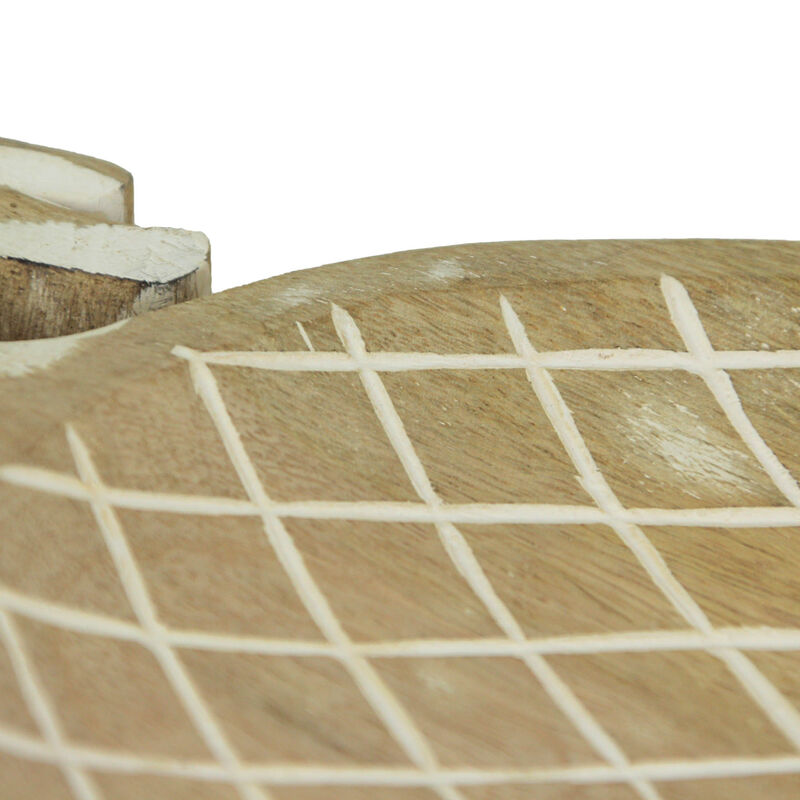 12 Inch Hand Carved Pineapple Wooden Serving Tray Decorative Serveware Platter image number 2