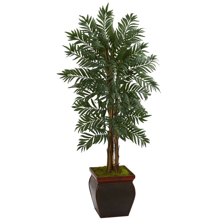 HomPlanti 5 Feet Parlor Palm Artificial Tree in Decorative Planter