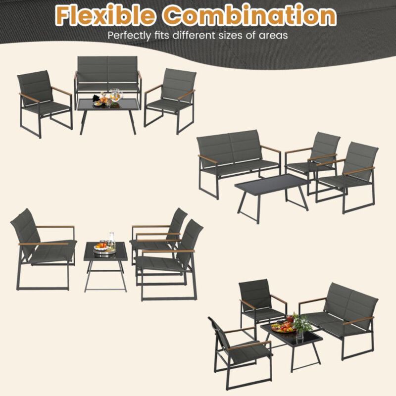 Hivvago 4-Piece Outdoor Conversation Patio Furniture Set