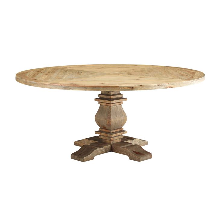 Modway - Column 71" Round Pine Wood Dining Table Brown