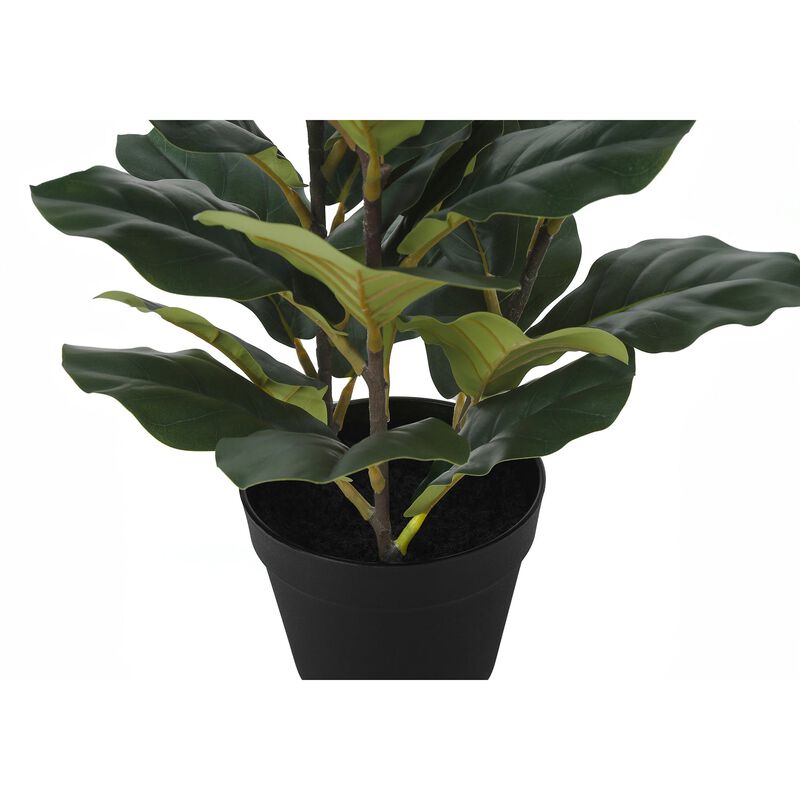 Monarch Specialties I 9511 - Artificial Plant, 32" Tall, Fiddle Tree, Indoor, Faux, Fake, Floor, Greenery, Potted, Real Touch, Decorative, Green Leaves, Black Pot