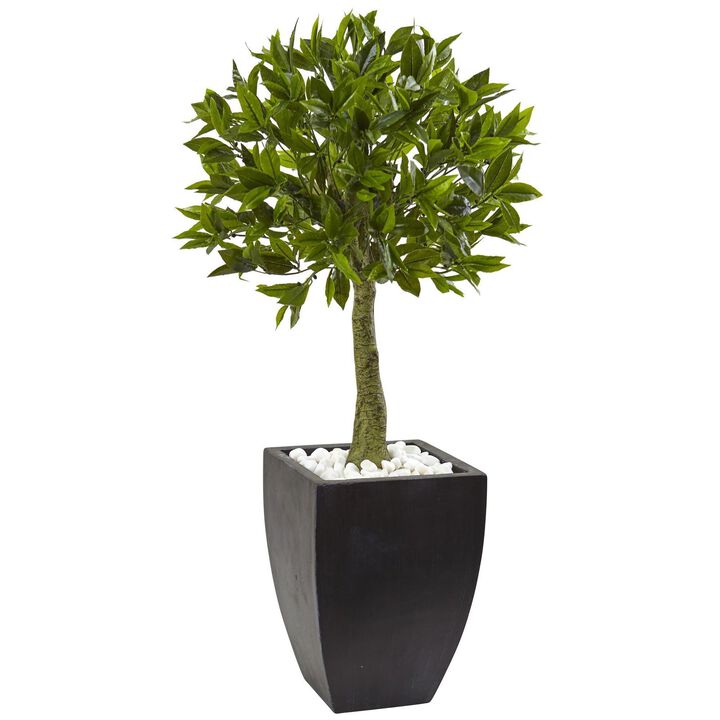 Nearly Natural 3.5-in Bay Leaf Top w/Black Planter UV Rest (Indoor/Outdoor)