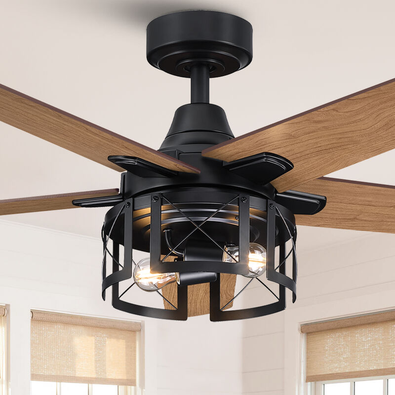 52 in. Matte Black Reversible Blades Ceiling Fan with Light and Remote