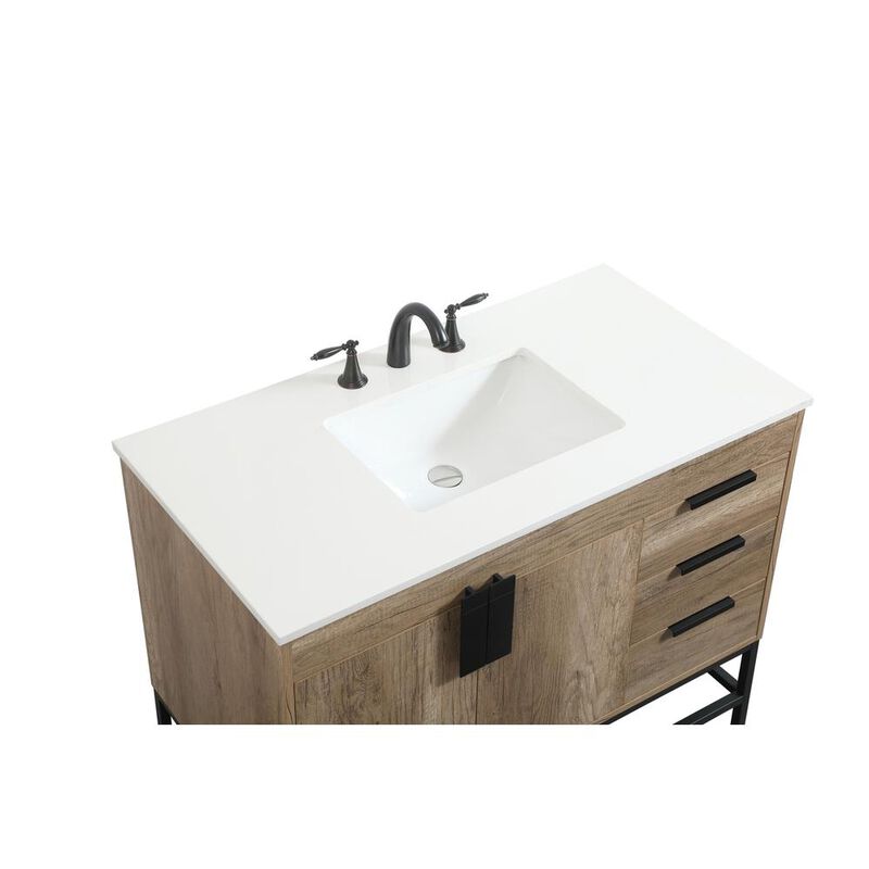 Elegant Kitchen and Bath 42 inch Single bathroom vanity in natural oak