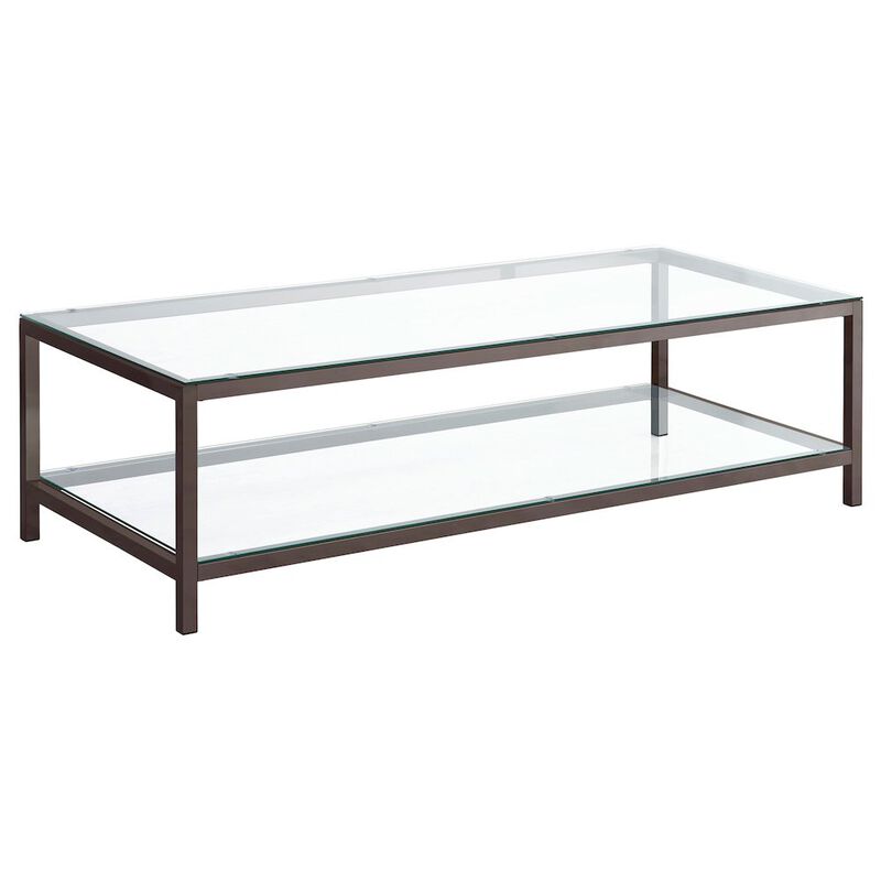 Coaster Co. of America Trini 1-shelf Glass Top Coffee Table Black Nickel
