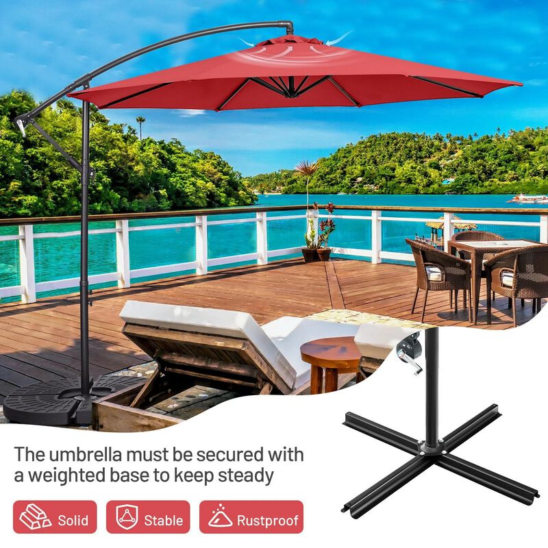 Mondawe 10 Feet Offset Umbrella with 8 Ribs Cantilever and Cross Base