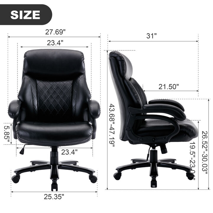 Office Desk Chair with High Quality PU Leather, Adjustable Height/Tilt,360-Degree